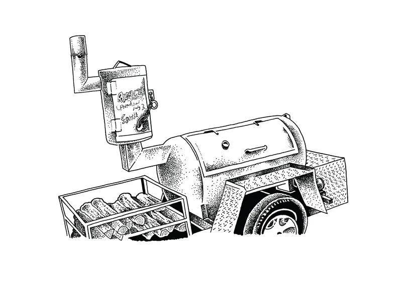 Original Smoke Signal wood-fired smoker illustration