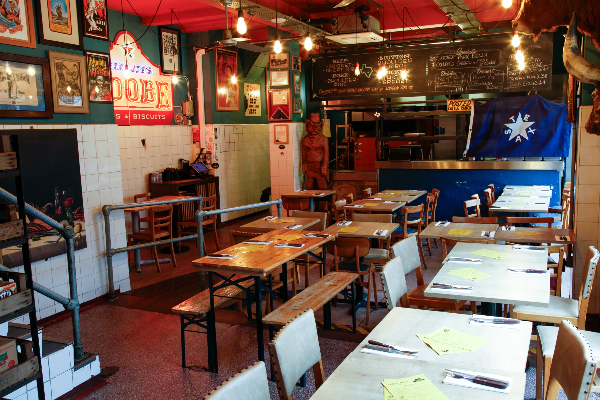 The dining room at Texas Joe’s on Snowsfields