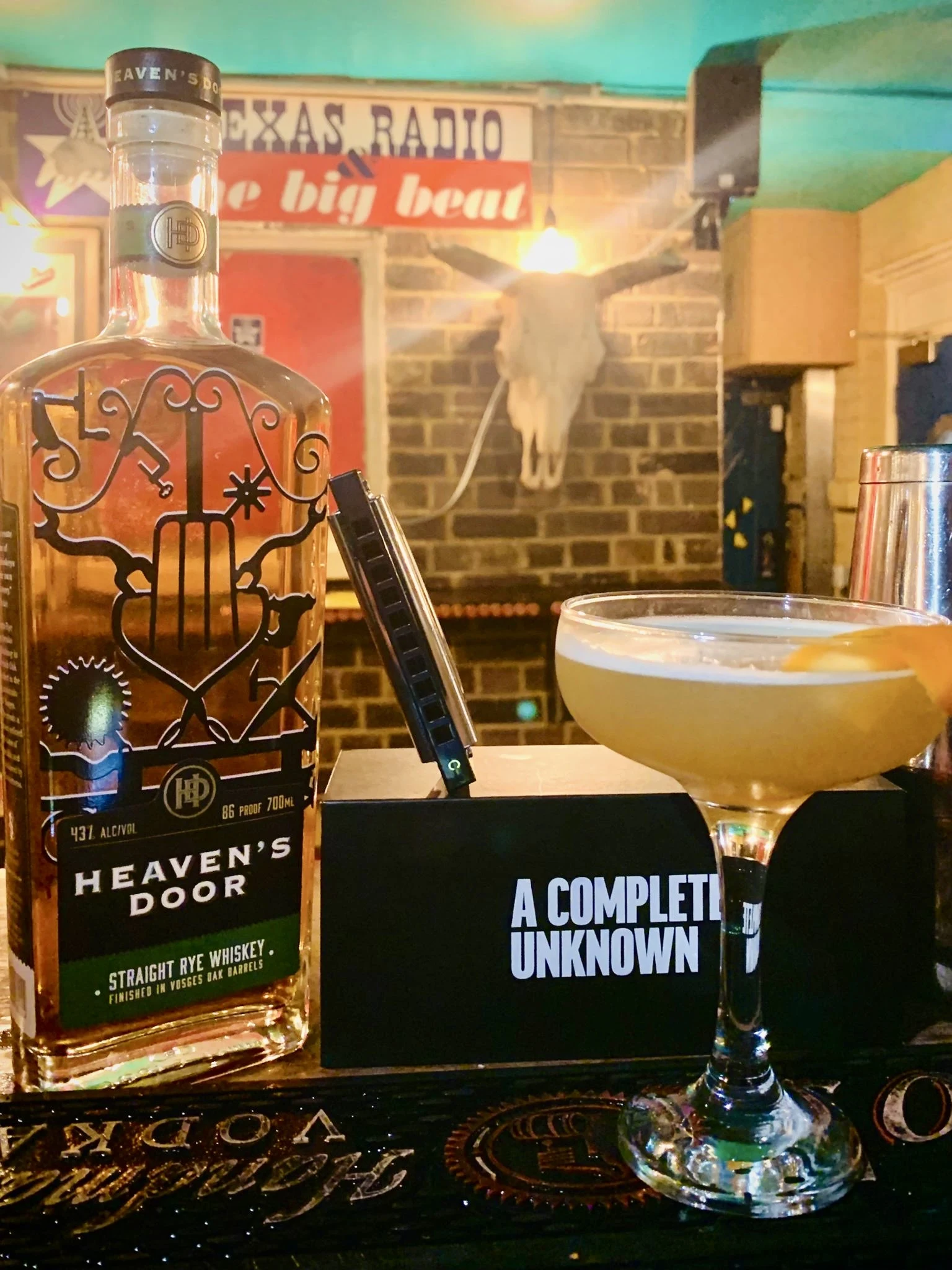 A cocktail and Texas whiskey at the Flying W