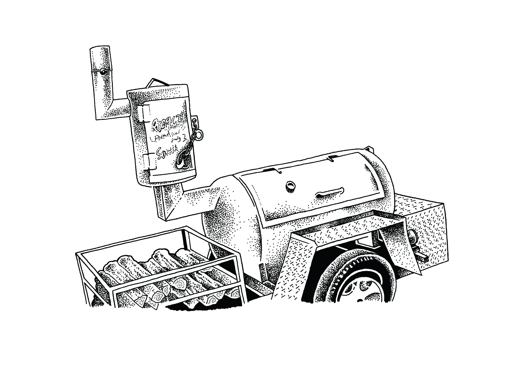 Original Smoke Signal wood-fired smoker illustration